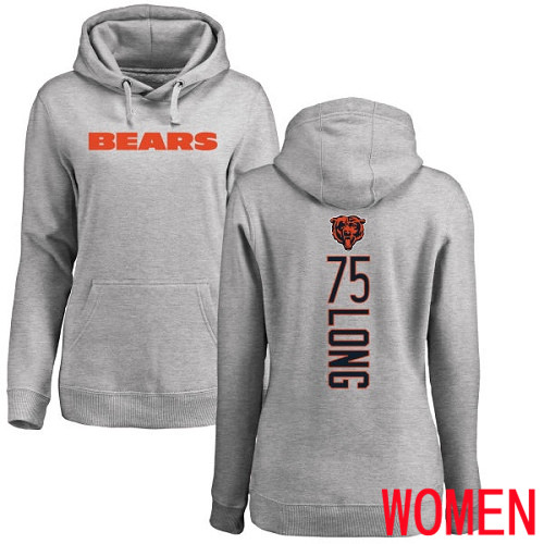 Chicago Bears Ash Women Kyle Long Backer NFL Football #75 Pullover Hoodie Sweatshirts->chicago bears->NFL Jersey